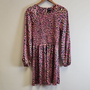 Scoop Pink and Green Patterned Dress